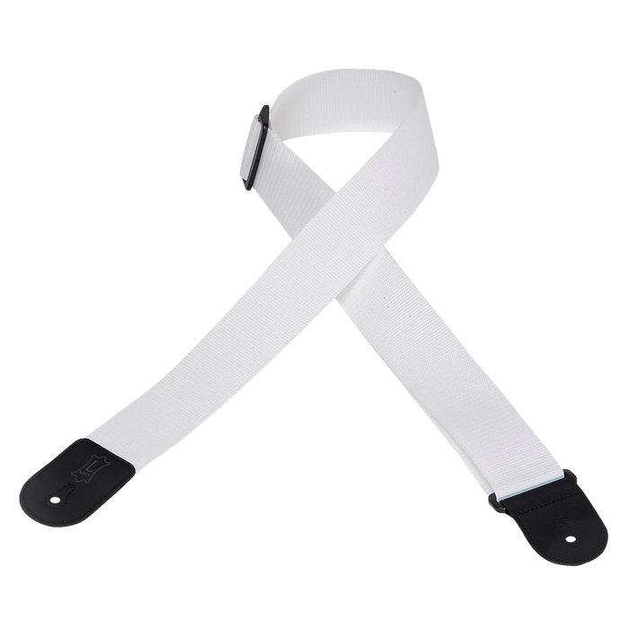 Levy's Single Tone Solid Colored Poly Series 2" Wide Guitar Strap, White