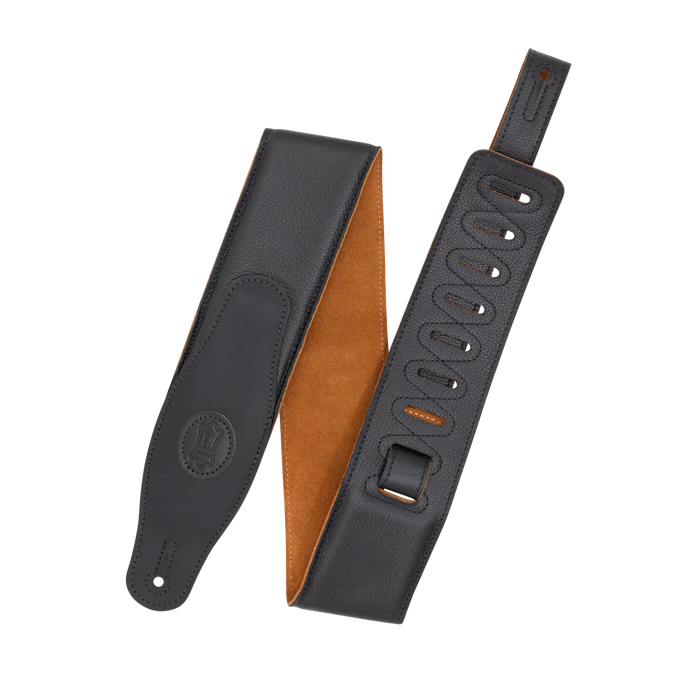 Levy's Cirro Series 3" Padded Garment Leather Guitar Strap, Black & Honey