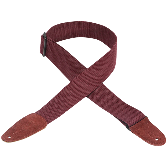 Levy's Cotton & Suede Series 2" Wide Cotton Guitar Strap, Burgundy