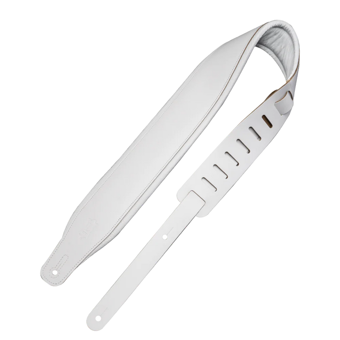 Levy's Amped Leather Series 3 inch Wide Top Grain Leather Guitar Strap, White