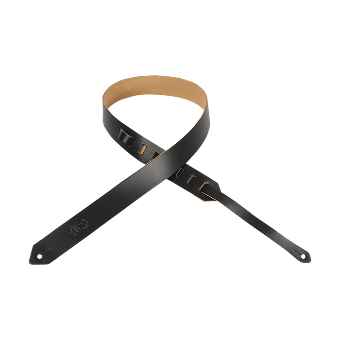 Levy's The Ebony Series 1 1/2" Wide Genuine Leather Guitar Strap, Black