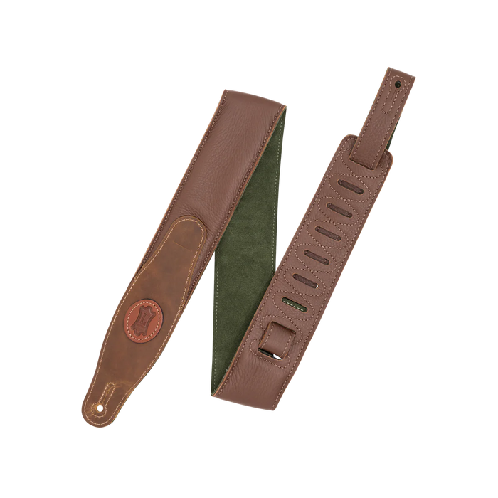 Levy's Cirro Series 25" Padded Garment Leather Guitar Strap, Brown & Green