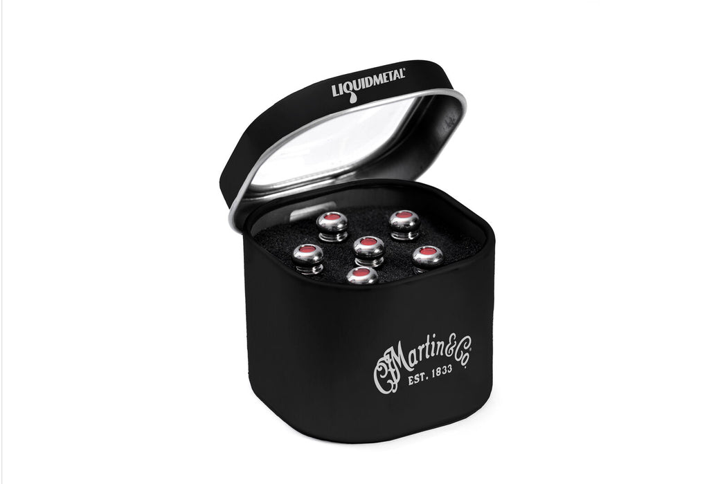 Martin Pin Set Liquid Metal, Chrome with Red Dots
