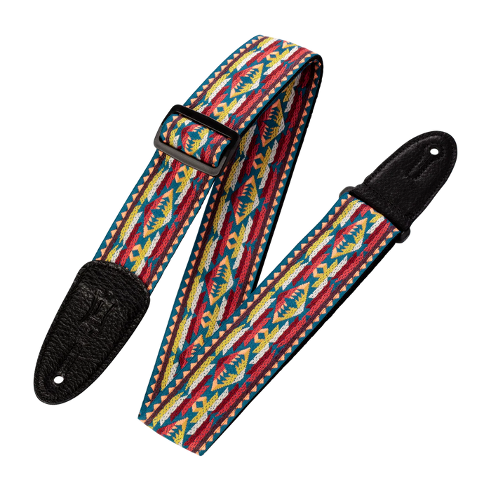 Levy's Hootenanny Series 2" Wide Jacquard Guitar Strap, Yellow & Red Western