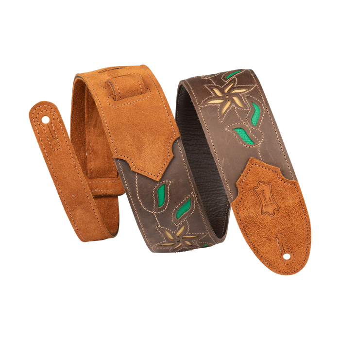 Levy's Leather Flowering Vine Series Guitar Strap,  Dark Brown