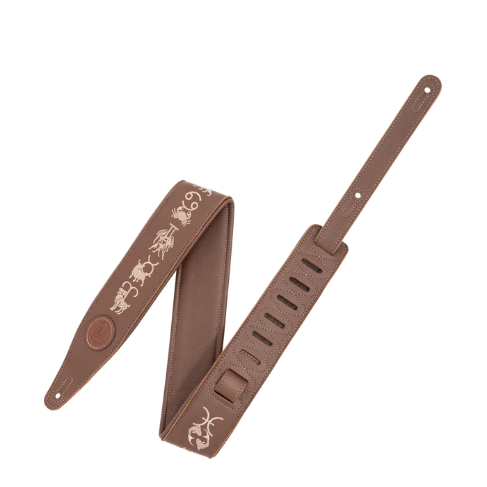 Levy's Celestial Beings Series 25" Leather Strap with Embroidery, Brown