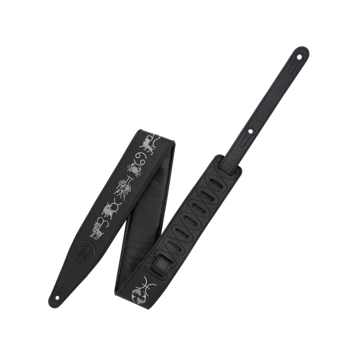 Levy's Celestial Beings Series 25" Leather Strap with Embroidery, Black