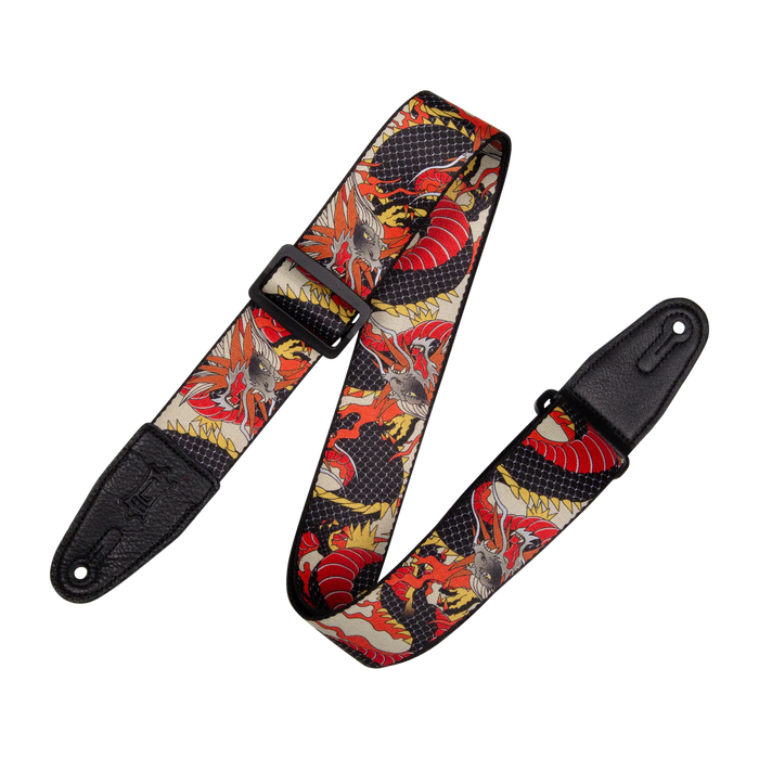 Levy's Eastern Harmony Series Polyester Guitar Strap, Red Dragon
