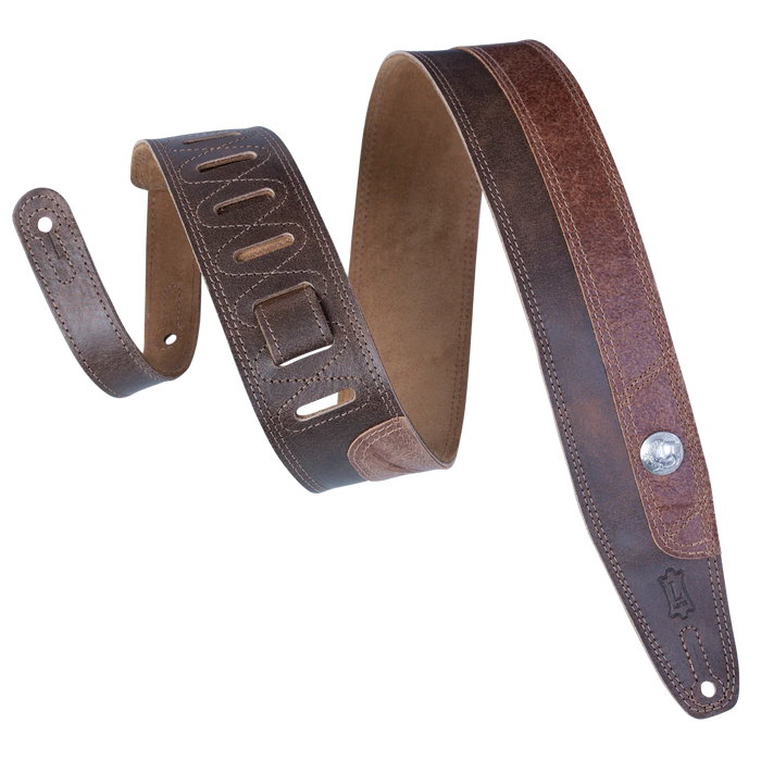 Levy's Rebel Leathers Series 2 1/2" Wide Guitar Strap, Two Tone Brown