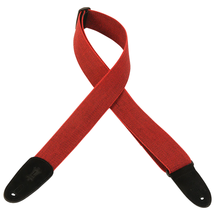 Levy's Cotton & Suede Series 2" Wide Tweed Guitar Strap, Distressed Red