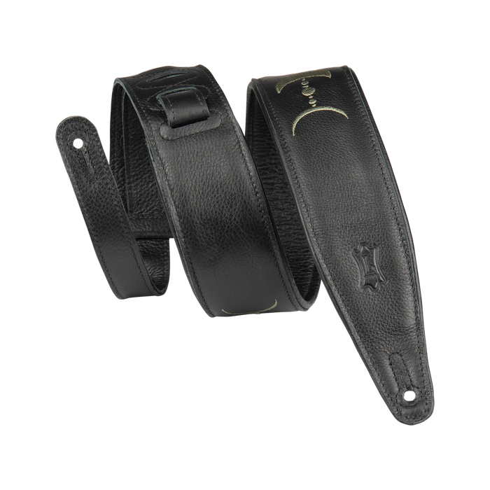 Levy's Moon Phases Series 25" Garment Leather Guitar Strap,  Black & Green