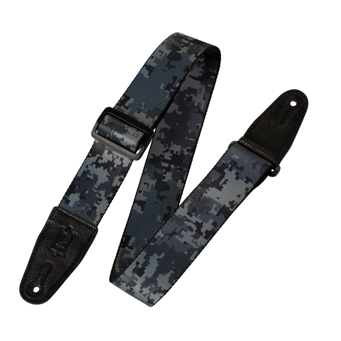Levy's Graphic Waves Series 2" Wide Polyester Guitar Strap, Black & Blue Digital Camo