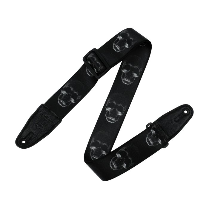 Levy's Skull Series Polyester Guitar Strap, Black & White Skull