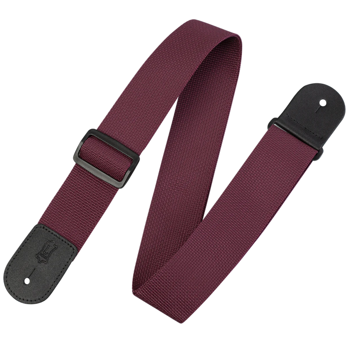 Levy's Single Tone Solid Colored Poly Series 2" Wide Guitar Strap, Burgundy