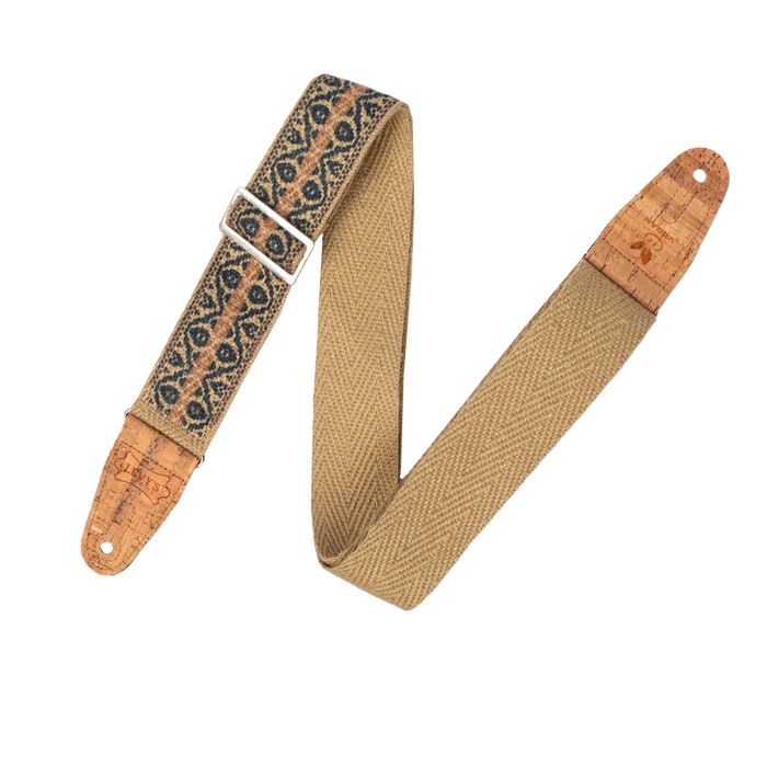 Levy's Vegan Hemp Series Hemp Guitar Strap, Berry & Taupe