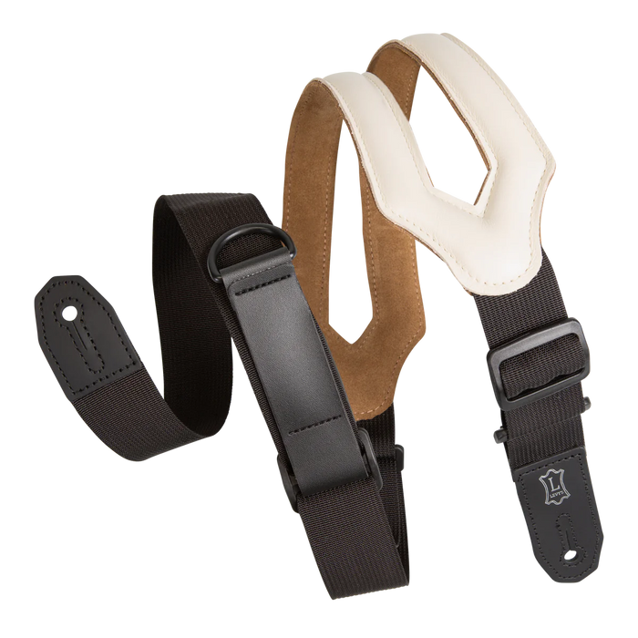 Levy's Leather Right Height Series 3 inch Wide Ergonomic RipChord™ Guitar Strap, Cream