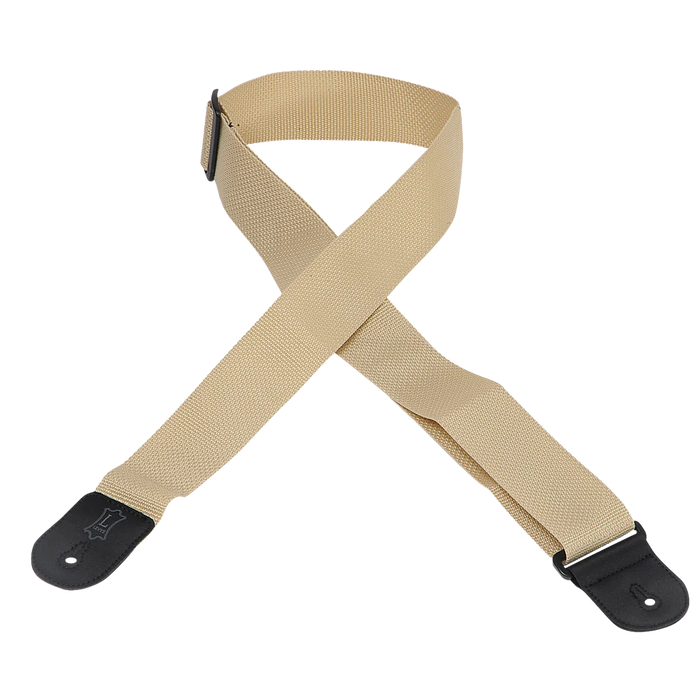 Levy's Single Tone Solid Colored Poly Series 2" Wide Guitar Strap, Tan