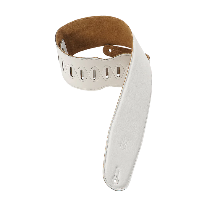 Levy's Heritage Crafted Series 3 1/2" Wide Garment Leather Bass Strap, White