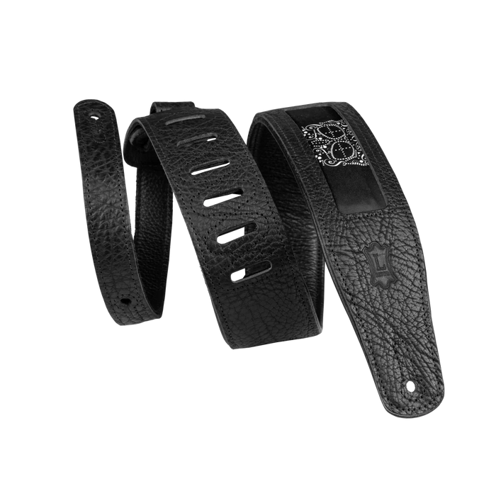 Levy's Calaca Leather Series Calaca Black Leather 25"Strap, Skulls