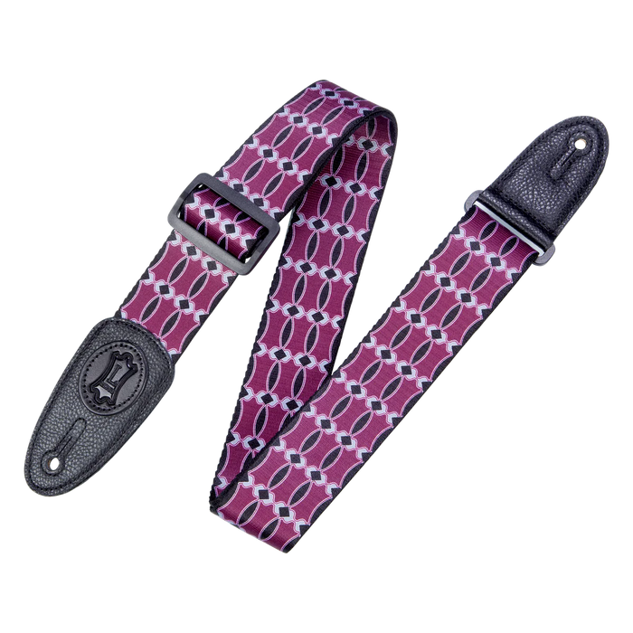 Levy's Signature Poly Series 2" Wide Polyester Guitar Strap, Burgundy & Black
