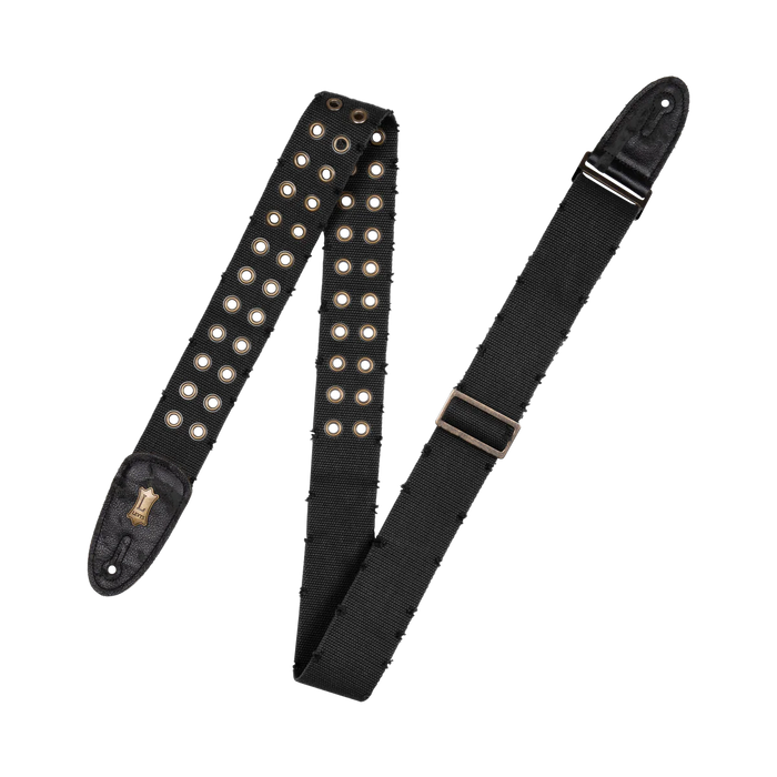 Levy's Worn & Torn Series 2" Wide Cotton Guitar Strap, Black