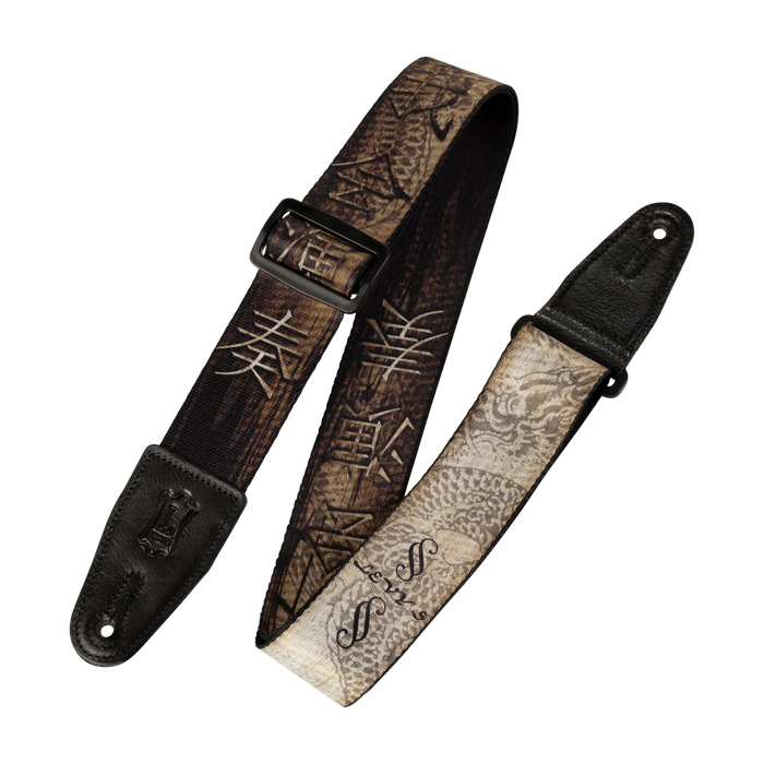 Levy's Eastern Harmony Series 2" Wide Polyester Guitar Strap, Brown Dragon
