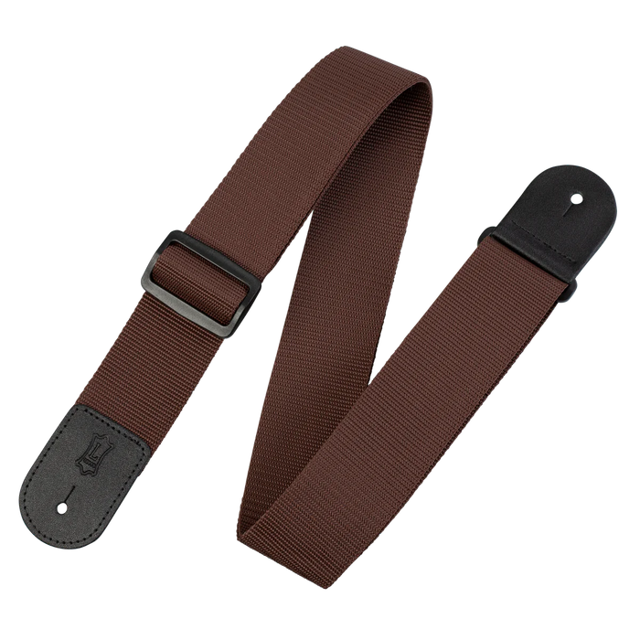 Levy's Single Tone Solid Colored Poly Series 2" Wide Guitar Strap, Brown