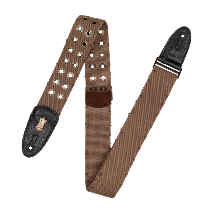 Levy's Worn & Torn Series 2" Wide Cotton Guitar Strap, Brown