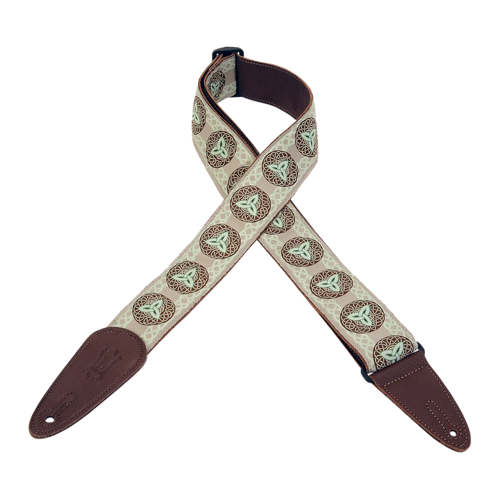 Levy's Boho Jacquard Series 2" Wide Jacquard Guitar Strap, Brown & Green