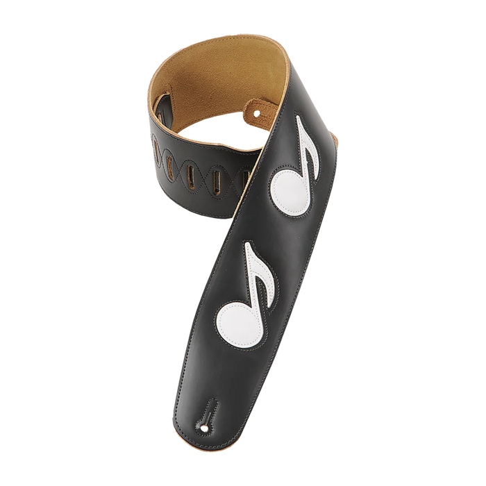 Levy's Music Note Series 3 1/2" Wide Genuine Leather Bass Strap, Music Note