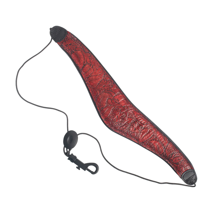 Levy's Saxophone Leather Series 2 inch Wide Leather Saxophone Strap, Red Geranium