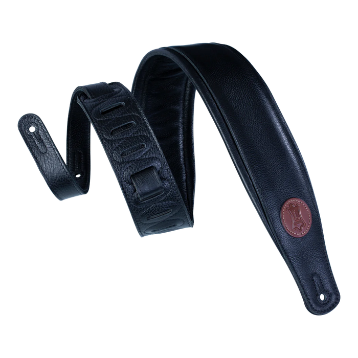 Levy's Signature Legacy Series 3" Wide Garment Leather Guitar Strap, Extra Long, Black
