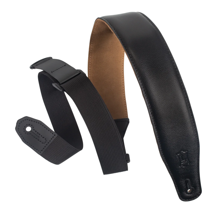 Levy's Leather Right Height Series 2 1/2" Wide Ergonomic RipChord™ Guitar Strap, Black