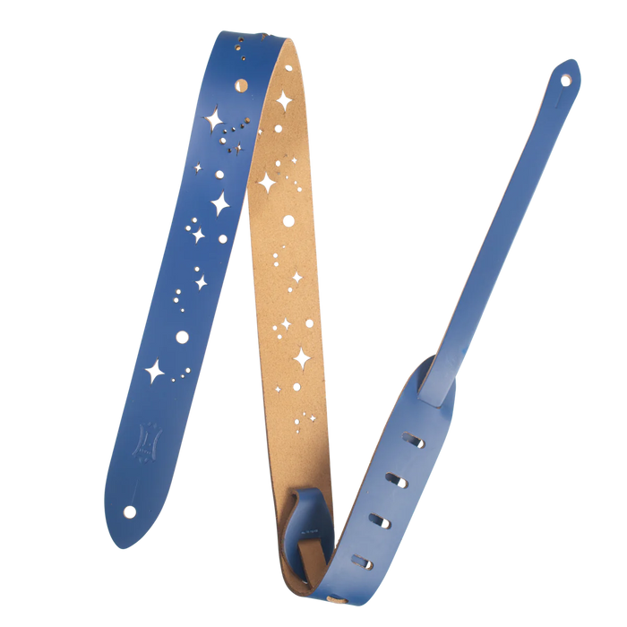 Levy's Junior Punched Out Series 1 1/2 inch Wide Kids Guitar Strap, Blue
