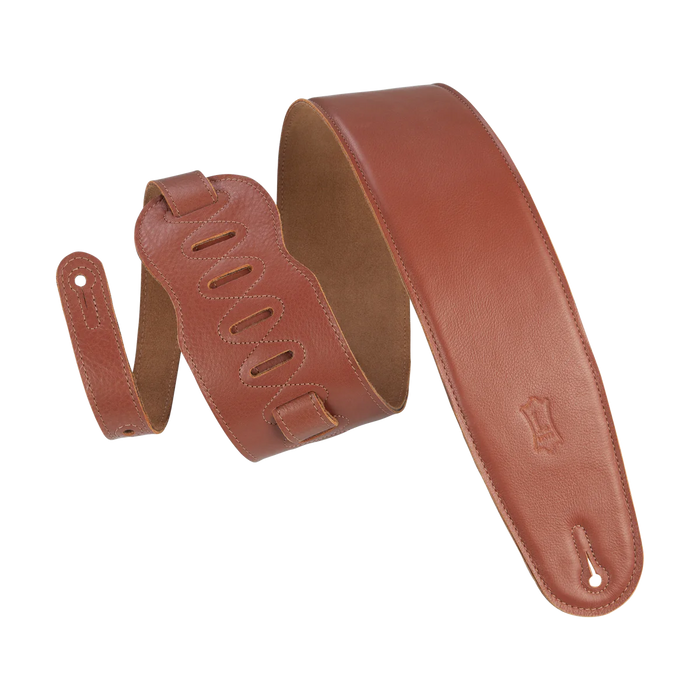 Levy's Heritage Crafted Series 3 1/2" Wide Garment Leather Bass Guitar Strap, Tan