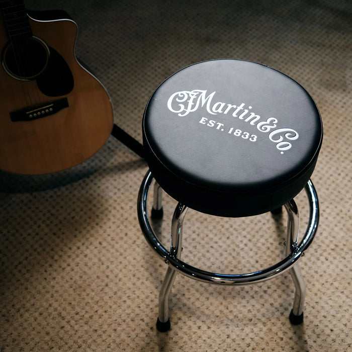 Martin MGear Barstool Chrome Base with Black and White Logo