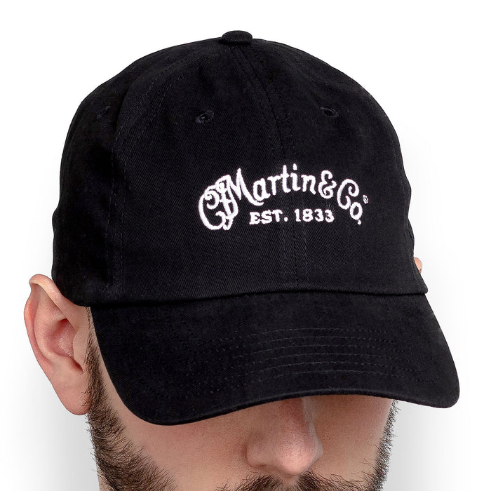 Martin Hat Ball Cap Cotton Script Logo, Black