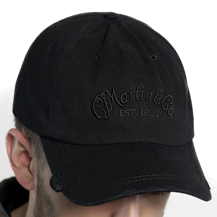 Martin Hat Ball Cap Pick Hat, Black with Black Logo