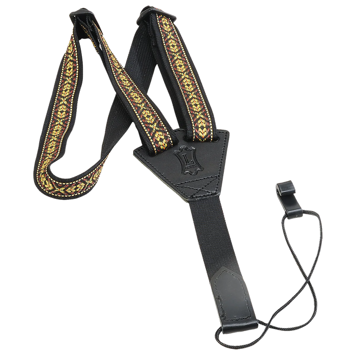 Levy's Jacquard Ukulele Series 1" Wide Nylon Strap, Black & Yellow