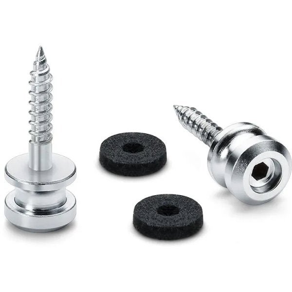 Schaller Lock End Pin With Screw, Medium, Satin Chrome, 2 Pack