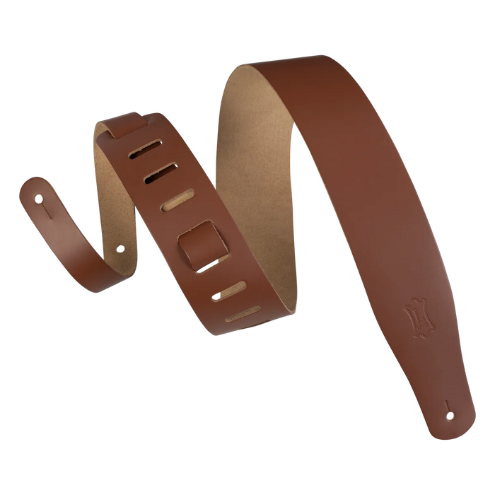 Levy's Streamline Leather Series 2 1/2" Wide Genuine Leather Guitar Strap, Walnut
