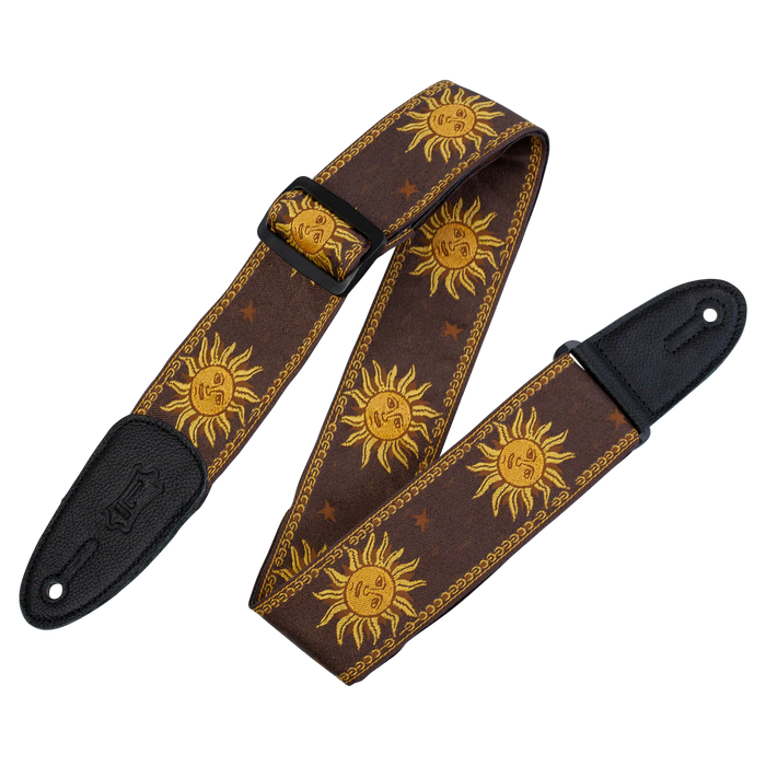 Levy's Sun Motif Series 2" Wide Jacquard Guitar Strap, Brown