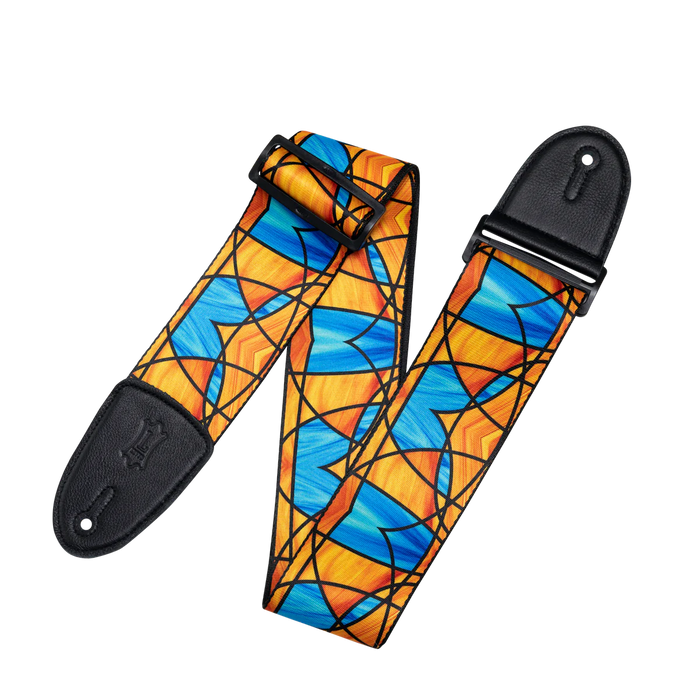 Levy's Stained Glass Series Guitar Strap, Orange and Blue