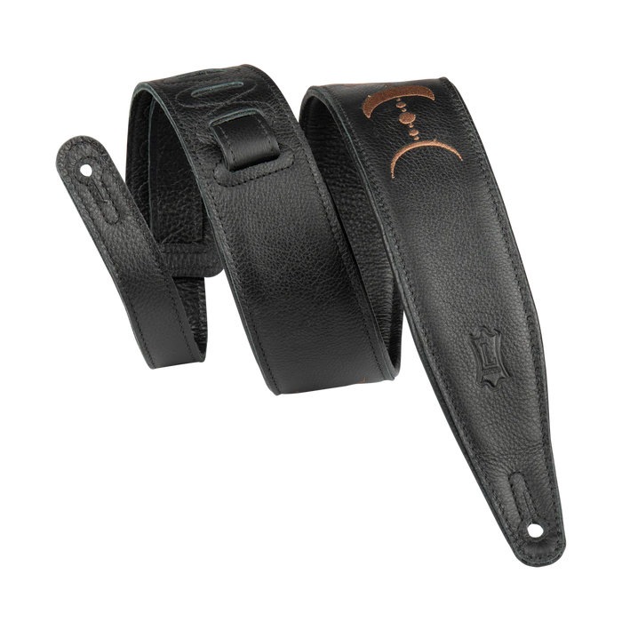 Levy's Moon Phases Series 25" Garment Leather Guitar Strap, Black & Brown