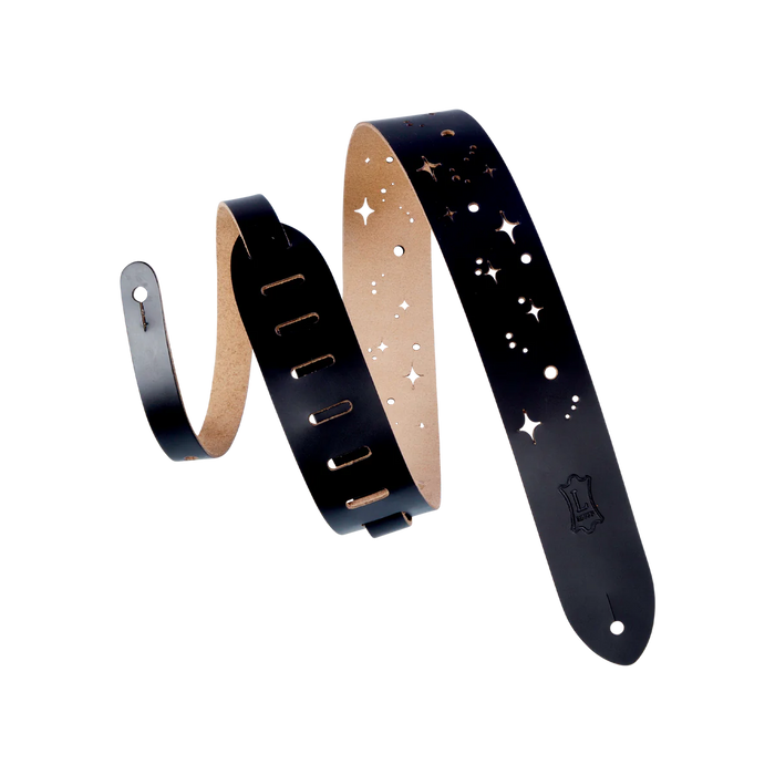 Levy's Punch Out Series 2" Wide Top-Grain Leather Guitar Strap, Black