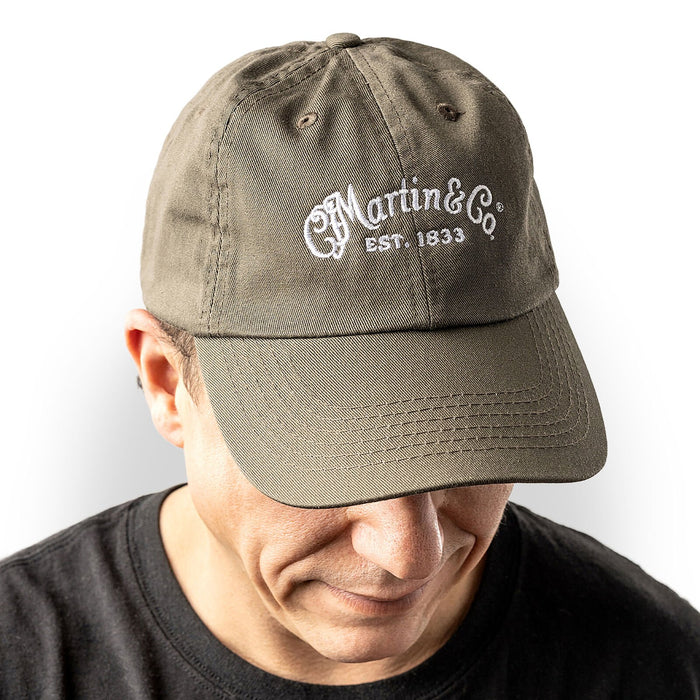 Martin Hat Ball Cap Cotton Script Logo, Olive