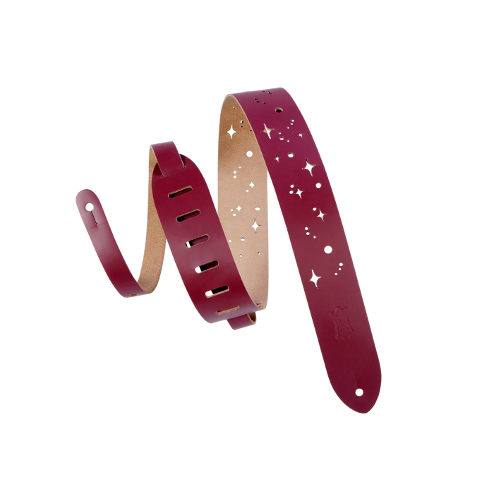 Levy's Punch Out Series 2" Wide Top-Grain Leather Guitar Strap, Burgundy