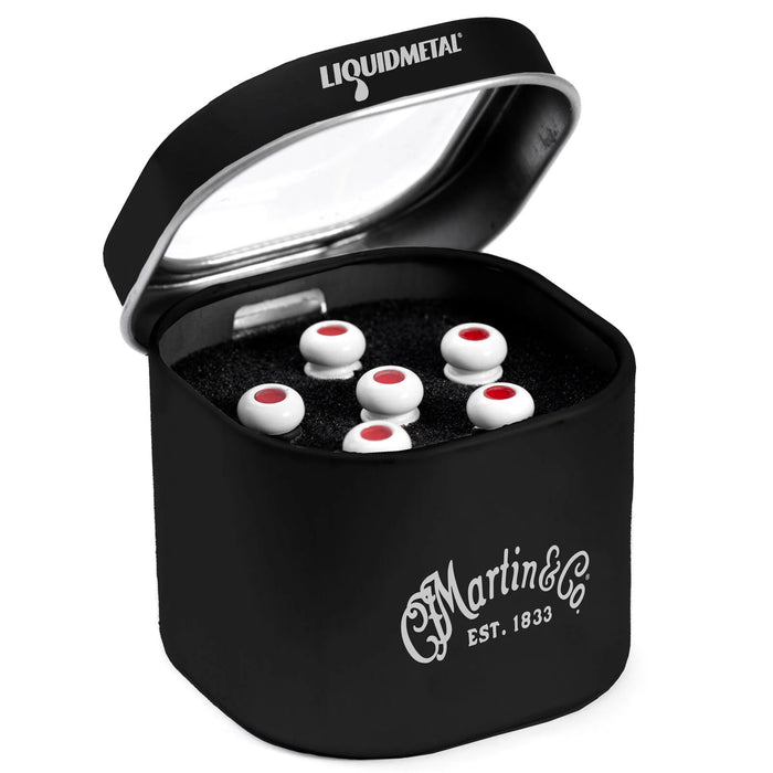 Martin Pin Set Liquid Metal, Bone with Red Dots