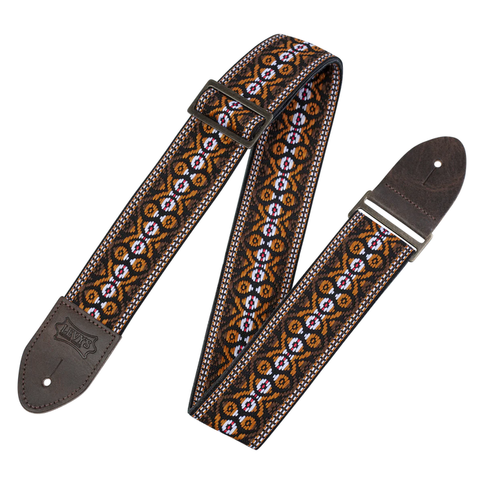 Levy's Vintage Hootenanny Series 2" Wide Jacquard Guitar Strap, Orange