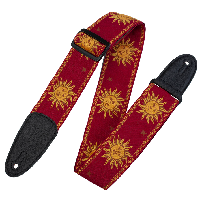 Levy's Sun Motif Series 2" Wide Jacquard Guitar Strap, Red